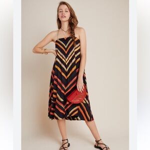 NWOT Anthropologie Chevron black slip dress size XS
